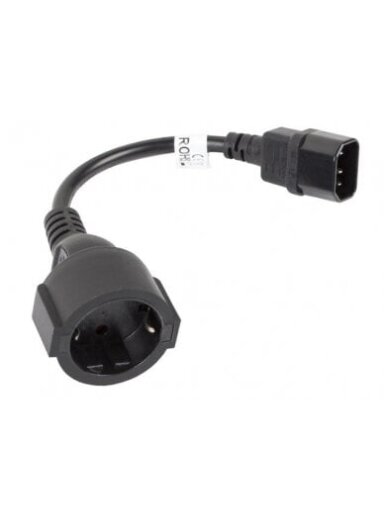 Maitinimo kabelis su lizdu IEC 320 C14-SCHUKO(F) (15 cm, 10A, 250VAC)