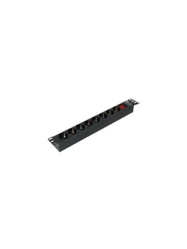 Maitinimo panelė 19'' spintai LK-BL-G10G08S (8x240V Schuko, su jungikliu, 1.8m, aliuminis korpusas)