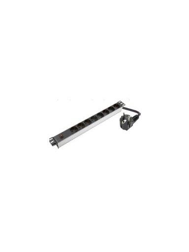 Maitinimo panelė 19'' spintai LK-BL-G10O08/P (8x240V Schuko, be jungiklio, su 10A/16A apsauga, 1.8m)