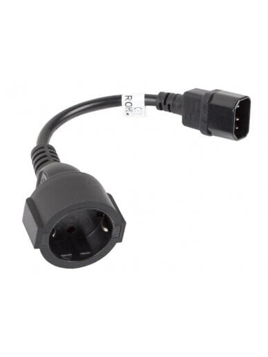 Maitinimo kabelis su lizdu IEC 320 C14-SCHUKO(F) (15 cm, 10A, 250VAC) Maitinimo kabelis su lizdu IEC 320 C14-SCHUKO(F) (15 cm, 10A, 250VAC)