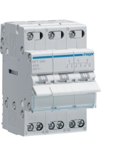 Modulinis jungiklis Hager SFT340 (3P, 40A, AC, 3 padėčių, 230V)