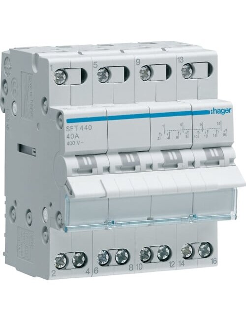 Modulinis perjungėjas Hager SFT440 (4P, 40A, 4 mod) Modulinis perjungėjas Hager SFT440 (4P, 40A, 4 mod)
