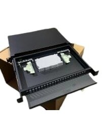 Optinė komutacinė panelė 19" 1U LK-ODF-011 (12xSC simplex, su kasete, termofitais, bėgeliais, 482x293 mm)