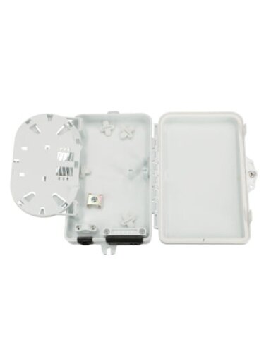 Optinė sieninė dėžutė EX 0691 (plastikinė, SC/LC duplex, 1 kabelio įėjimas, 2 adapteriai, kasetė, be adapterių, 167×102×31 mm)