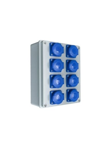 PawBol R-BOX B.1605-S plastikinis skydelis su kištukiniais lizdais (8x16A/250V)