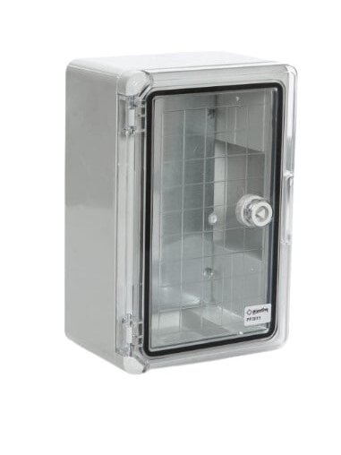 Plastikinė dėžė Plastim PP3011 (200x300x130, su skaidriomis durelėmis, pilka, IP65, IK08)