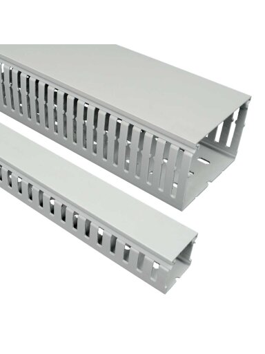 Plastikinis perforuotas kanalas Kopos RK 50X50 HF_LD (pilkas, behalogenis, 50x50mm, 2m)
