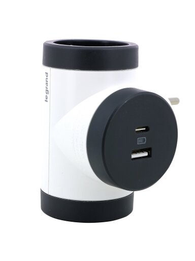 Šakotuvas + USB A + USB C tipo jungtys Legrand 694522 (2 vietų)