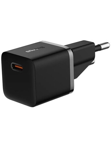 Sieninis įkroviklis BASEUS CCGN050101 (GaN5 mini, 20W, USB-C, QC3.0, juodas)