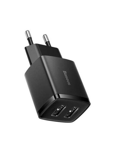 Sieninis įkroviklis BASEUS CCXJ010201 (10.5W, 2xUSB, 2.1A, juodas)