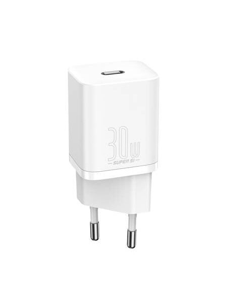 Sieninis įkroviklis BASEUS CCSUP-J02 (Super Si, 30W, USB-C, QC3.0, PD, baltas) Sieninis įkroviklis BASEUS CCSUP-J02 (Super Si, 30W, USB-C, QC3.0, PD, baltas)
