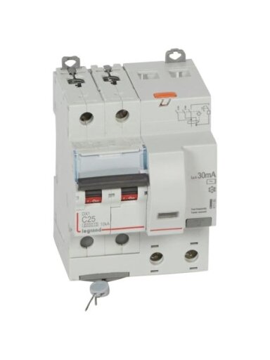 Srovės nuotekio relė su automatiniu jungikliu Legrand 411160 (C, 25A, 2P, 30mA, 230V)
