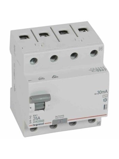 Srovės nuotekio relė RCD RX Legrand 402062 (AC, 25A, 4P, 30mA, 400V)