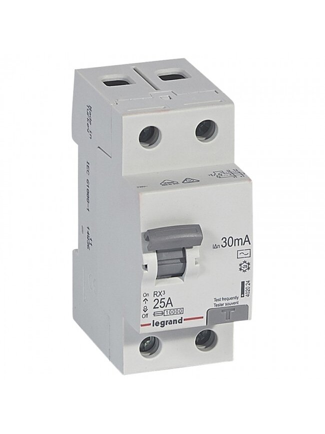 Srovės nuotekio relė RCD RX Legrand 402024 (AC, 25A, 2P, 30mA, 230V) Srovės nuotekio relė RCD RX Legrand 402024 (AC, 25A, 2P, 30mA, 230V)