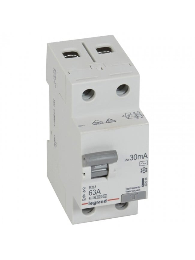 Srovės nuotekio relė RCD RX Legrand 402026 (AC, 63A, 2P, 30mA, 230V) Srovės nuotekio relė RCD RX Legrand 402026 (AC, 63A, 2P, 30mA, 230V)