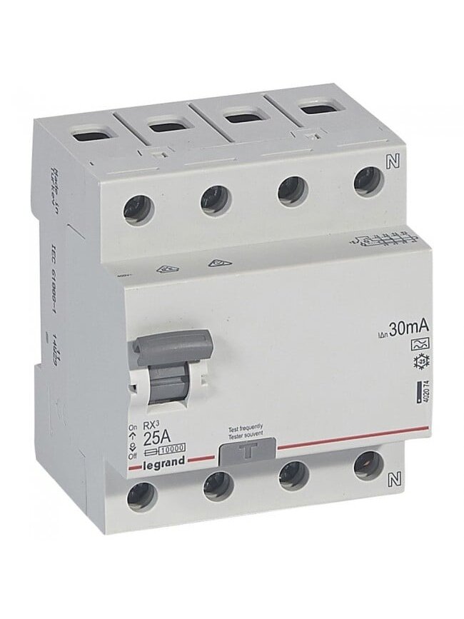 Srovės nuotekio relė su automatiniu jungikliu Legrand 402074 (A, 25A, 4P, 30mA, 400V) Srovės nuotekio relė su automatiniu jungikliu Legrand 402074 (A, 25A, 4P, 30mA, 400V)