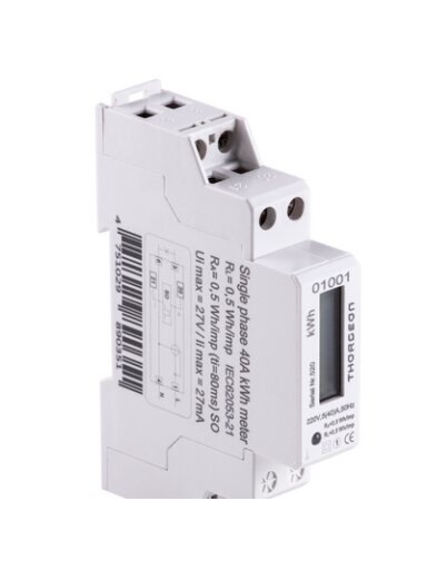 Tiesioginio jungimo elektros skaitiklis Thorgeon DIN01001 (1 Fazė, 40A, DIN)