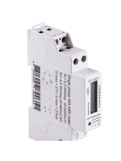 Tiesioginio jungimo elektros skaitiklis Thorgeon DIN01001 (1 Fazė, 40A, DIN) Tiesioginio jungimo elektros skaitiklis Thorgeon DIN01001 (1 Fazė, 40A, DIN)