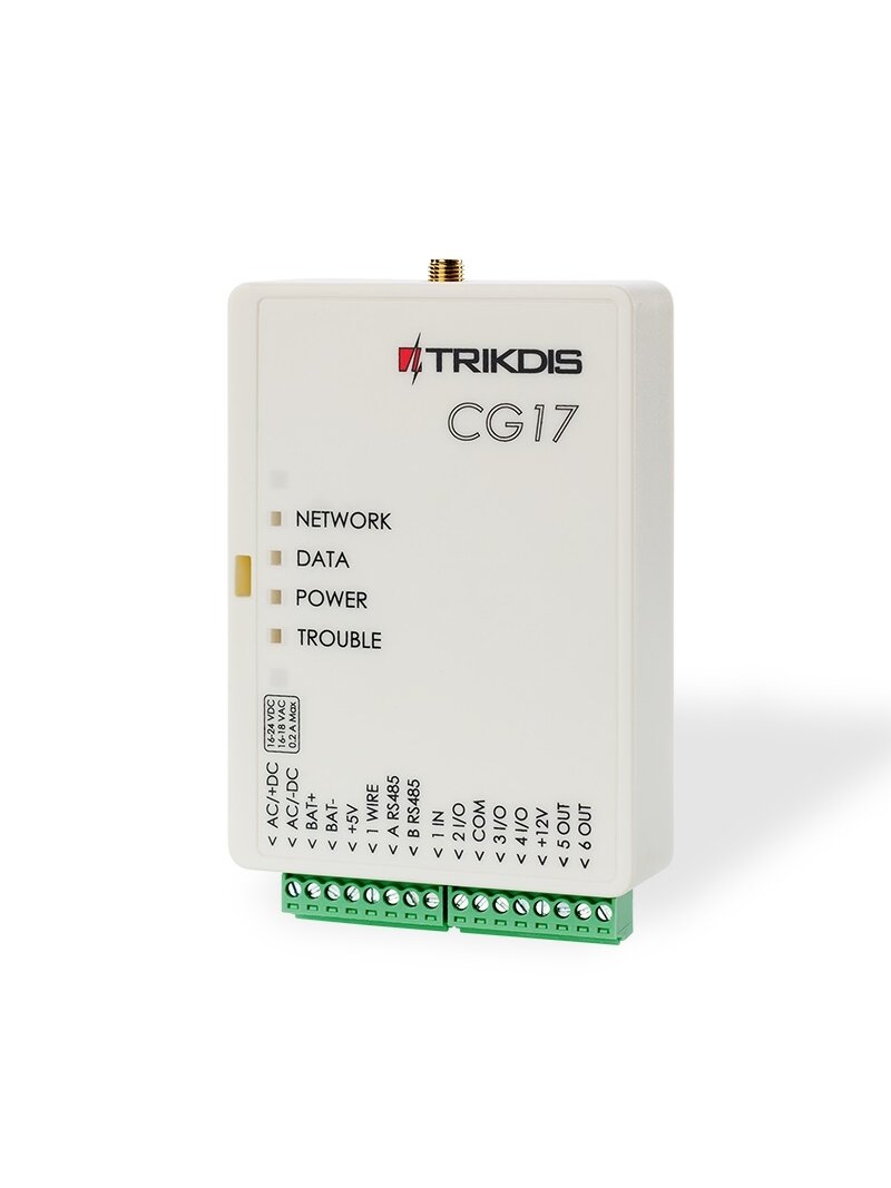 Trikdis valdiklis centralė/valdiklis CG17 su 4G modemu Trikdis valdiklis centralė/valdiklis CG17 su 4G modemu