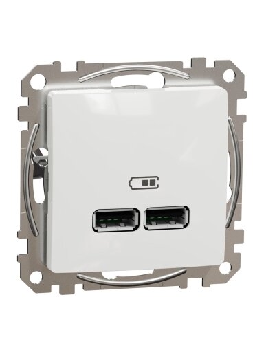 USB įkroviklis Schneider Electric Sedna Design SDD111401 (2×USB-A, 2.1A, baltas)