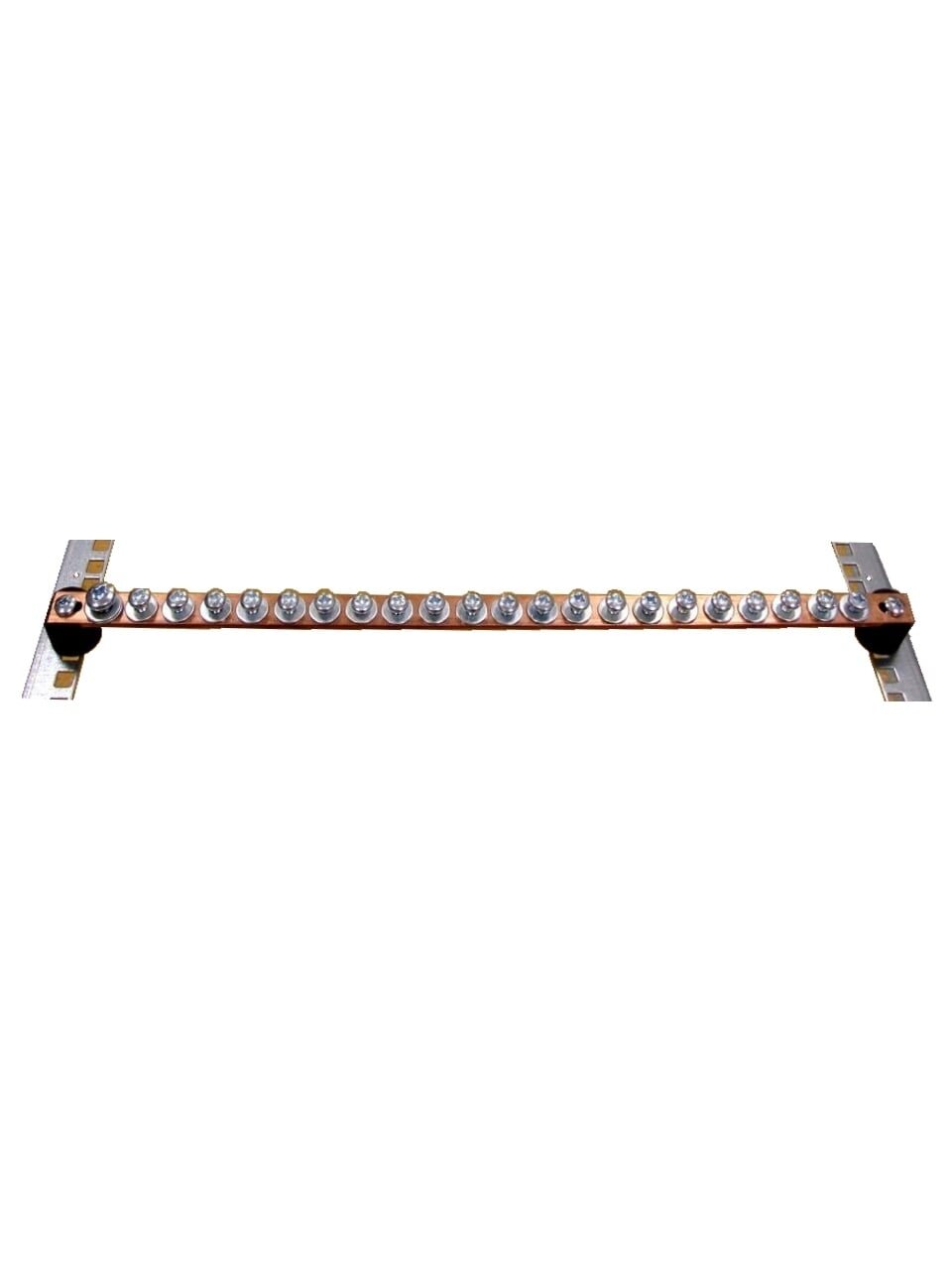Varinė įžeminimo šyna su varžtais (1U, 49 cm) Varinė įžeminimo šyna su varžtais (1U, 49 cm)