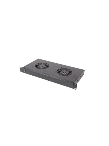 Ventiliatorių blokas 19' pastatomai spintai (juodas, 600mm, 2 vent.)