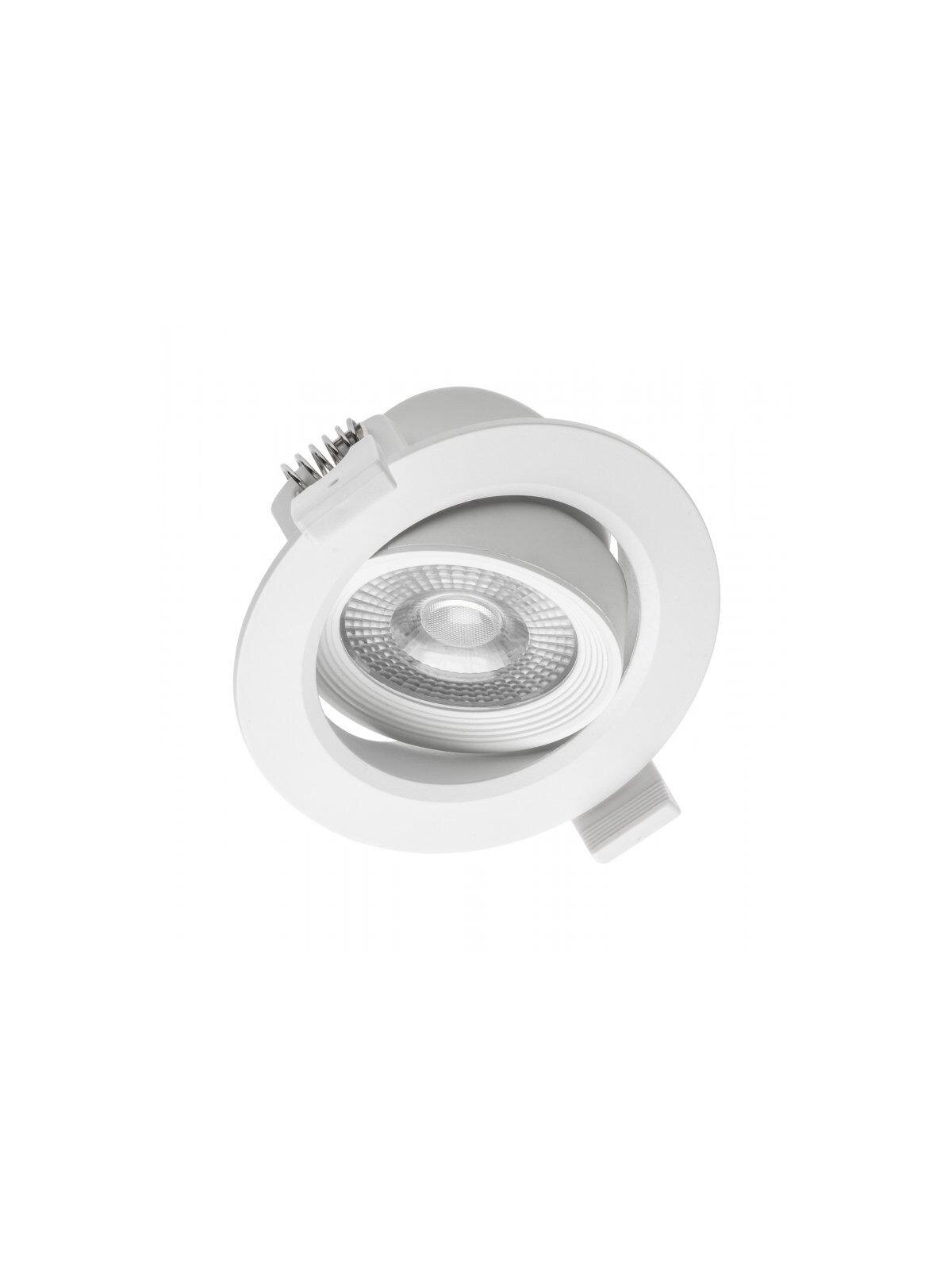 VOLARE įleidžiamas į lubas šviestuvas apvalus baltas reguliuojamu kampu GTV LD-VLROK0538-CB (baltas, 5W, 400lm, IP20))