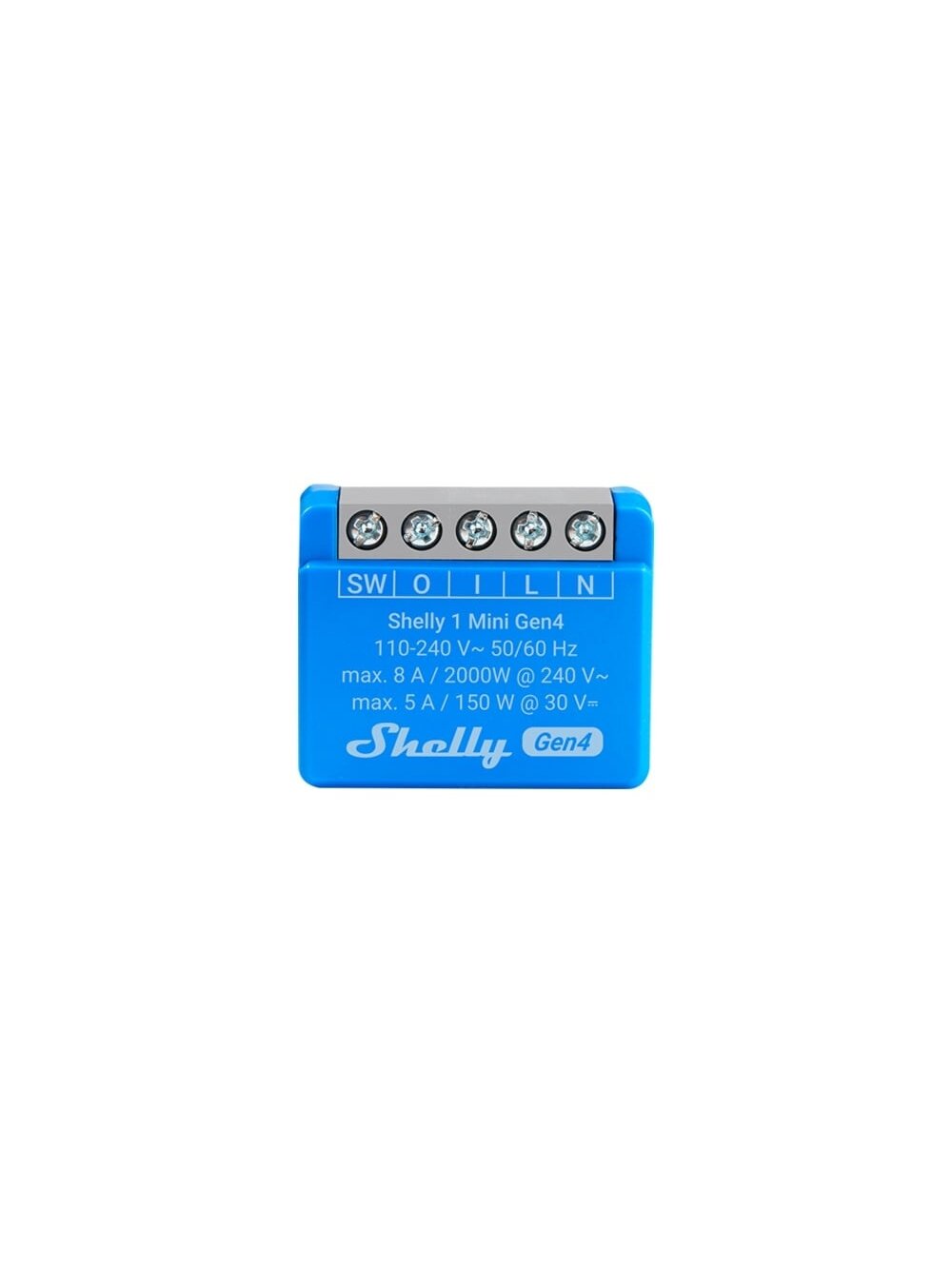 Wi-Fi, Bluetooth valdoma išmanioji relė Shelly 1 Mini Gen4 (8A 110–240VAC, 5A 30VDC)