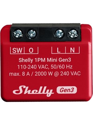 Wi-Fi, Bluetooth valdoma relė Shelly Mini 1PM Gen 3 (8A , 110-240 VAC) Wi-Fi, Bluetooth valdoma relė Shelly Mini 1PM Gen 3 (8A , 110-240 VAC)
